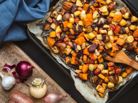 Roasted root vegetable medley for the best dishes for your thanksgiving dinner celebration this year in Aspen city mountains